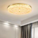 Modern Luxury Round Gold Crystal LED Flush Mount Light Image - 6