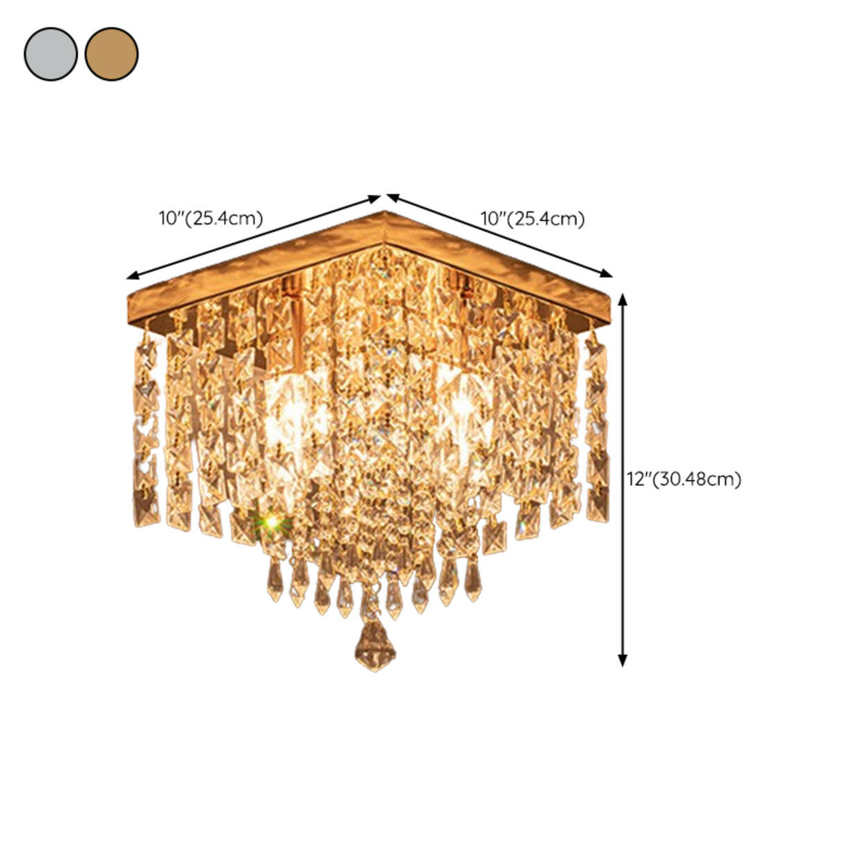 Modern Luxury Square Crystal Flush Mount Ceiling Light Image - 14