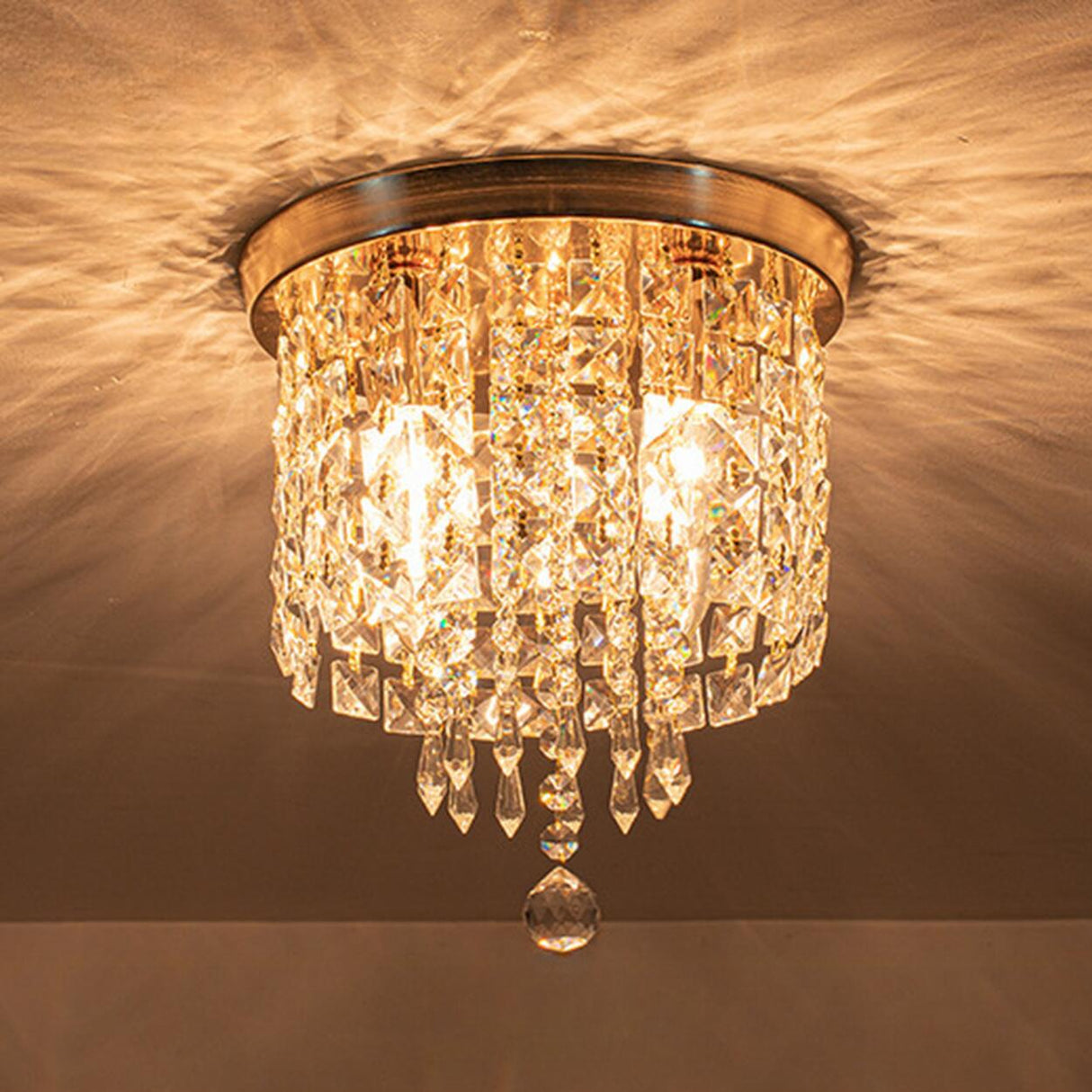 Modern Luxury Square Crystal Flush Mount Ceiling Light Image - 5