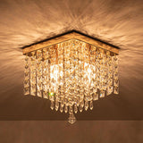 Modern Luxury Square Crystal Flush Mount Ceiling Light Image - 7