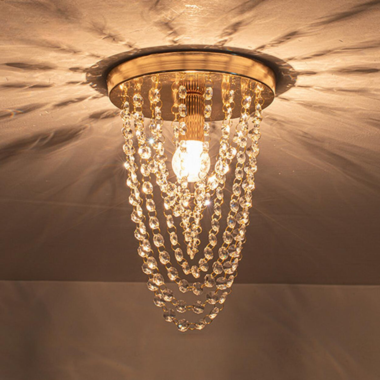 Modern Luxury Square Crystal Flush Mount Ceiling Light Image - 9