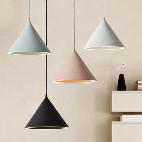 Modern Macaron Color Cone Metal Pendant Light Image - 1