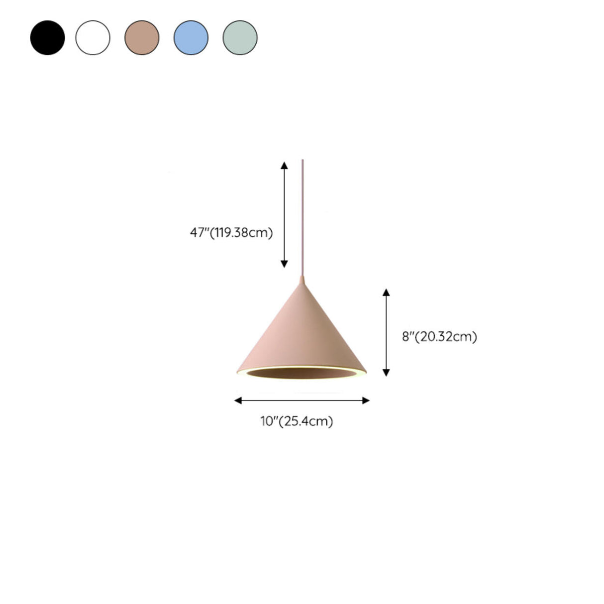 Modern Macaron Color Cone Metal Pendant Light 