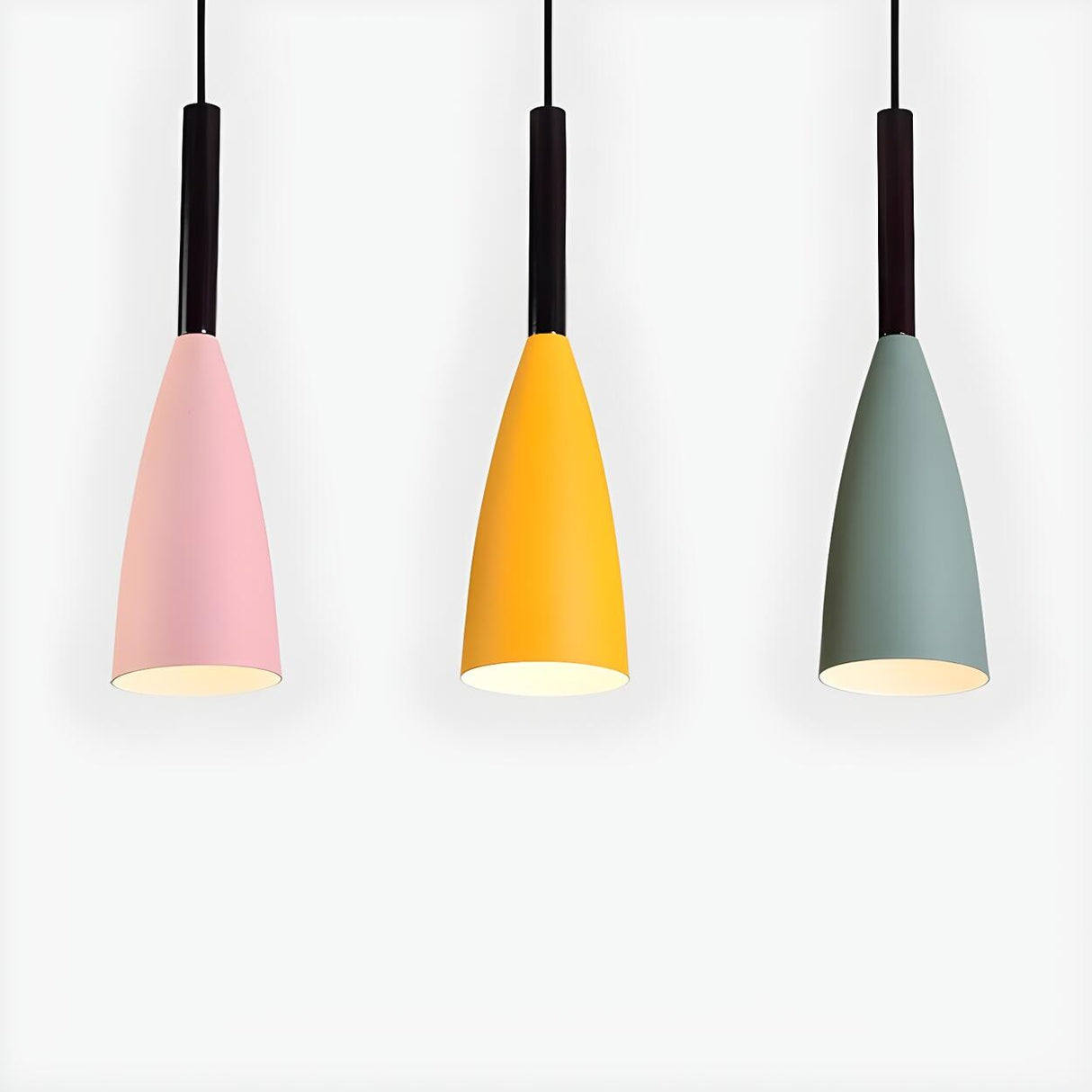 Modern Macaron Colorful Cone Dining Room Pendant Light Set Image - 12