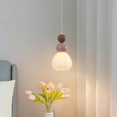 Modern Macaron Flower Glass Bedroom Pendant Light Image - 1