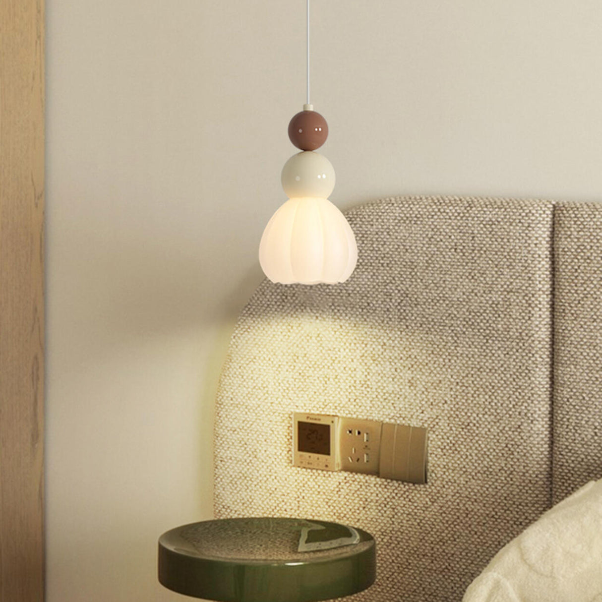 Modern Macaron Flower Glass Bedroom Pendant Light Image - 4