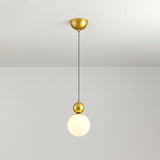 Modern Macaron Globe White Glass Bedroom Pendant Light Image - 12