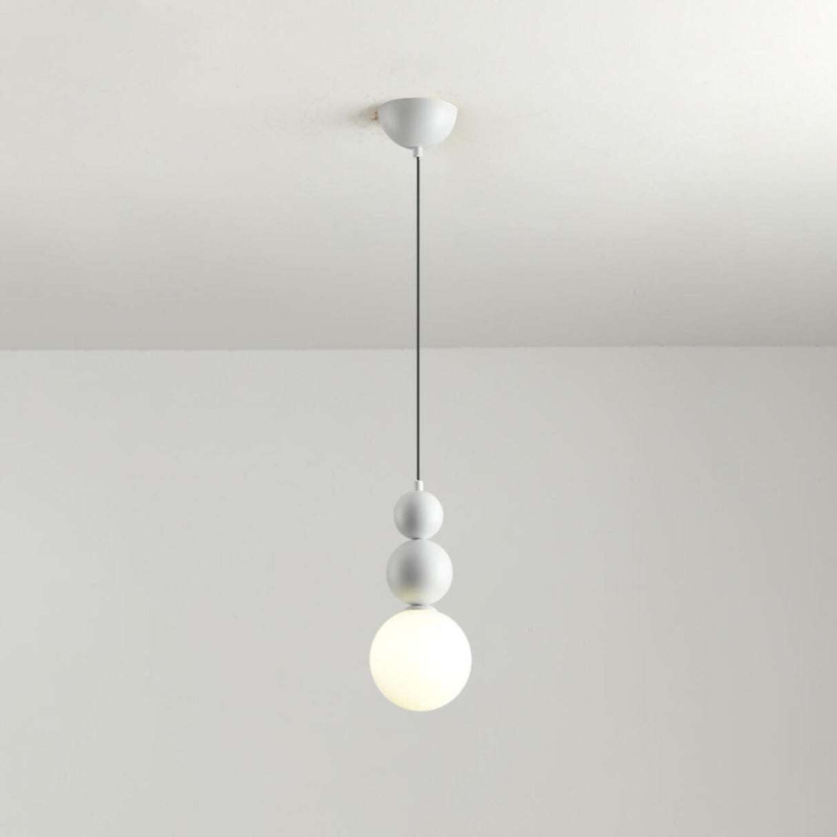 Modern Macaron Globe White Glass Bedroom Pendant Light Image - 19