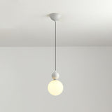 Modern Macaron Globe White Glass Bedroom Pendant Light Image - 2