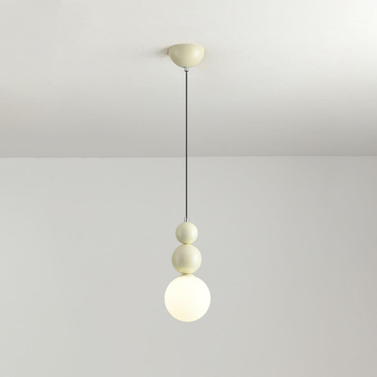 Modern Macaron Globe White Glass Bedroom Pendant Light Image - 22