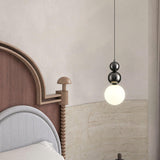 Modern Macaron Globe White Glass Bedroom Pendant Light Image - 25