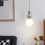 Modern Macaron Globe White Glass Bedroom Pendant Light Image - 3