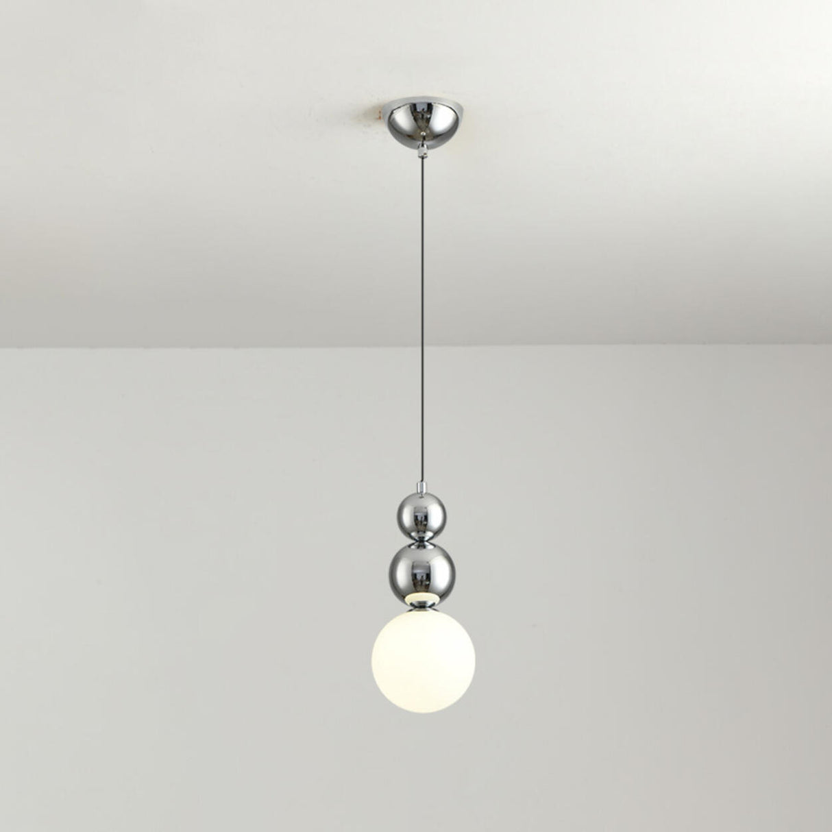 Modern Macaron Globe White Glass Bedroom Pendant Light Image - 30