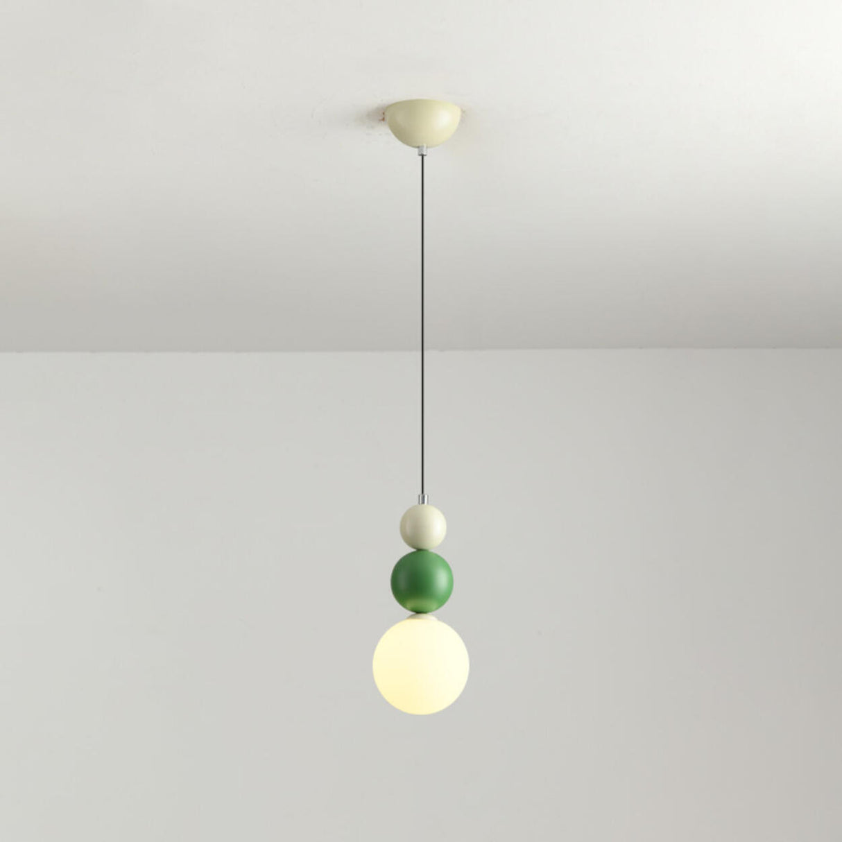 Modern Macaron Globe White Glass Bedroom Pendant Light Image - 35