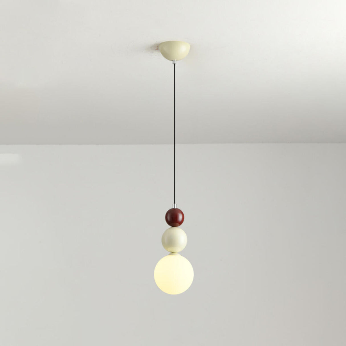 Modern Macaron Globe White Glass Bedroom Pendant Light Image - 36