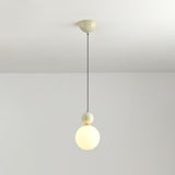 Modern Macaron Globe White Glass Bedroom Pendant Light Image - 4