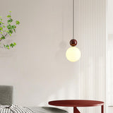 Modern Macaron Globe White Glass Bedroom Pendant Light Image - 5