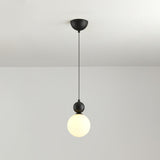 Modern Macaron Globe White Glass Bedroom Pendant Light Image - 6