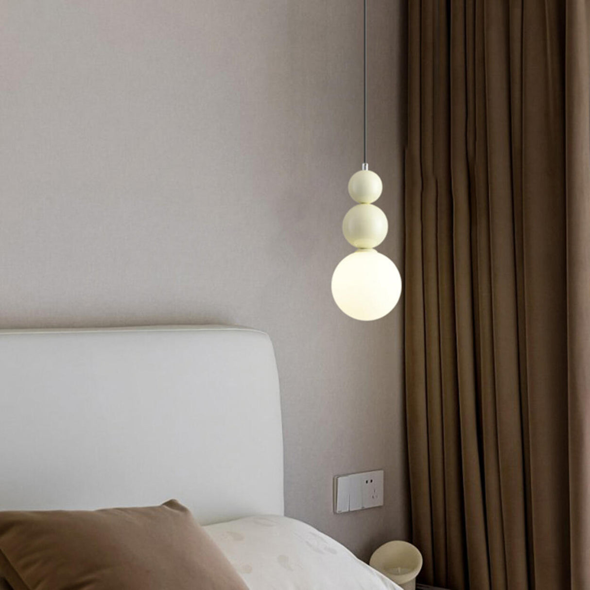 Modern Macaron Globe White Glass Bedroom Pendant Light Image - 7