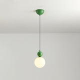 Modern Macaron Globe White Glass Bedroom Pendant Light Image - 9