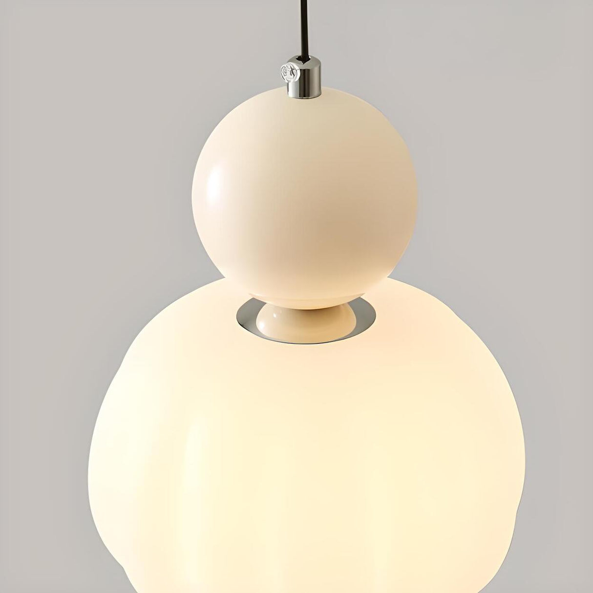 Modern Macaron Orange Cream Globe Bedroom Pendant Light Image - 11