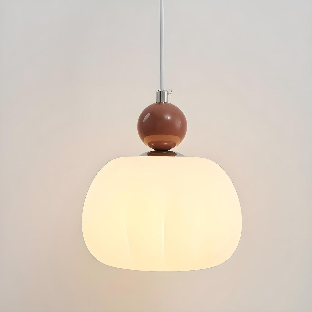 Modern Macaron Orange Cream Globe Bedroom Pendant Light Image - 12