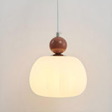 Modern Macaron Orange Cream Globe Bedroom Pendant Light Image - 12