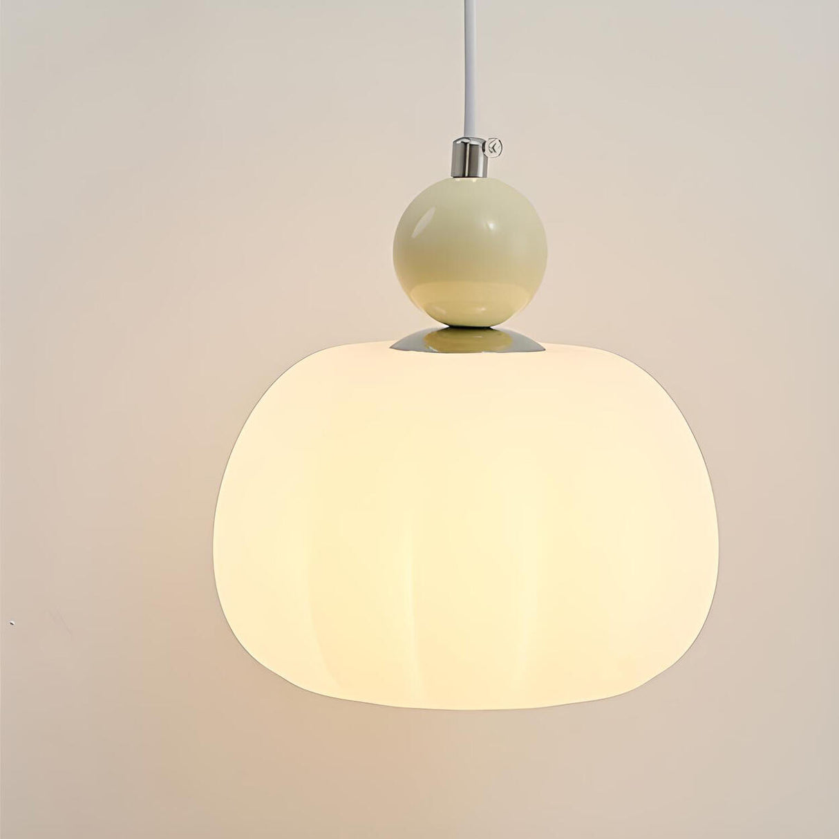 Modern Macaron Orange Cream Globe Bedroom Pendant Light Image - 13