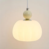 Modern Macaron Orange Cream Globe Bedroom Pendant Light Image - 13