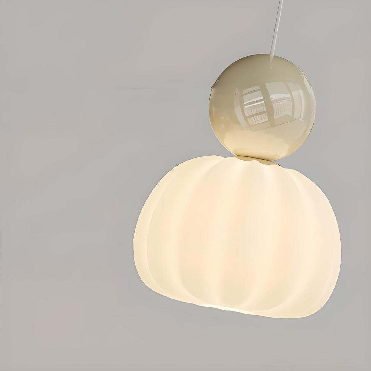 Modern Macaron Orange Cream Globe Bedroom Pendant Light Image - 14