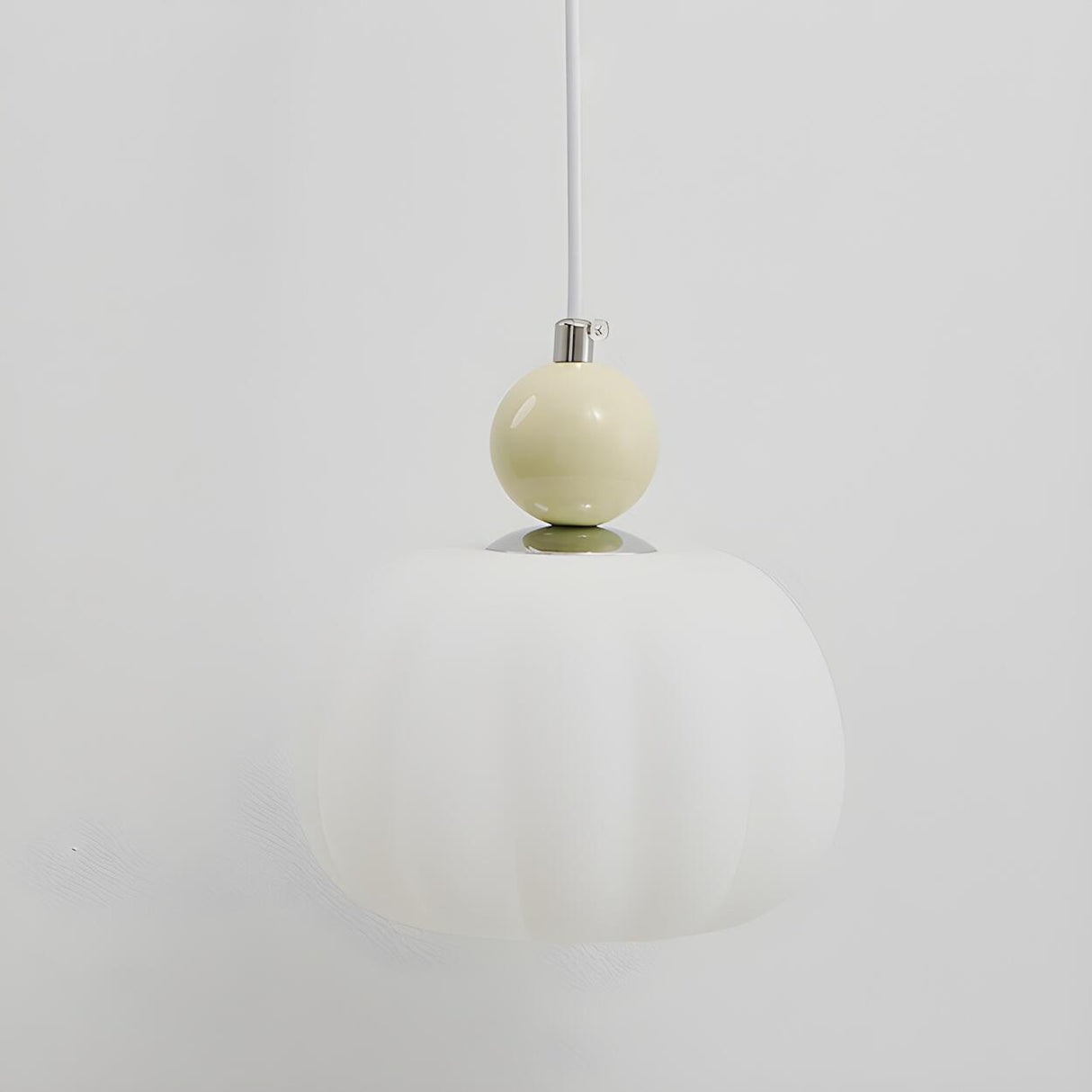 Modern Macaron Orange Cream Globe Bedroom Pendant Light Image - 15