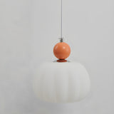 Modern Macaron Orange Cream Globe Bedroom Pendant Light Image - 16