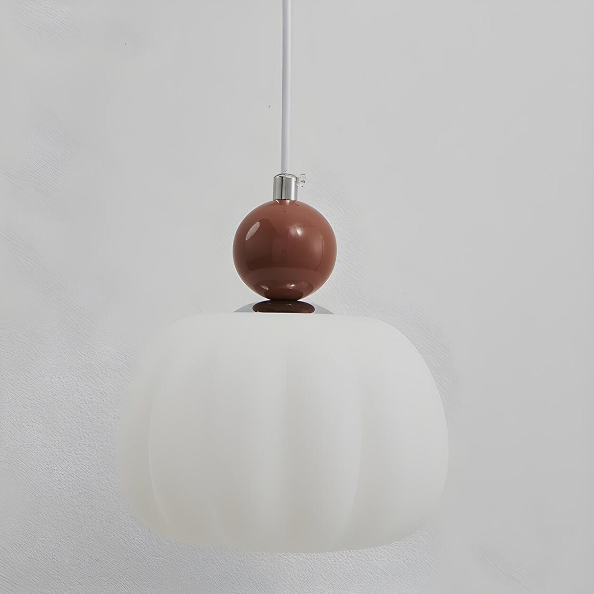 Modern Macaron Orange Cream Globe Bedroom Pendant Light Image - 17