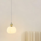 Modern Macaron Orange Cream Globe Bedroom Pendant Light Image - 21