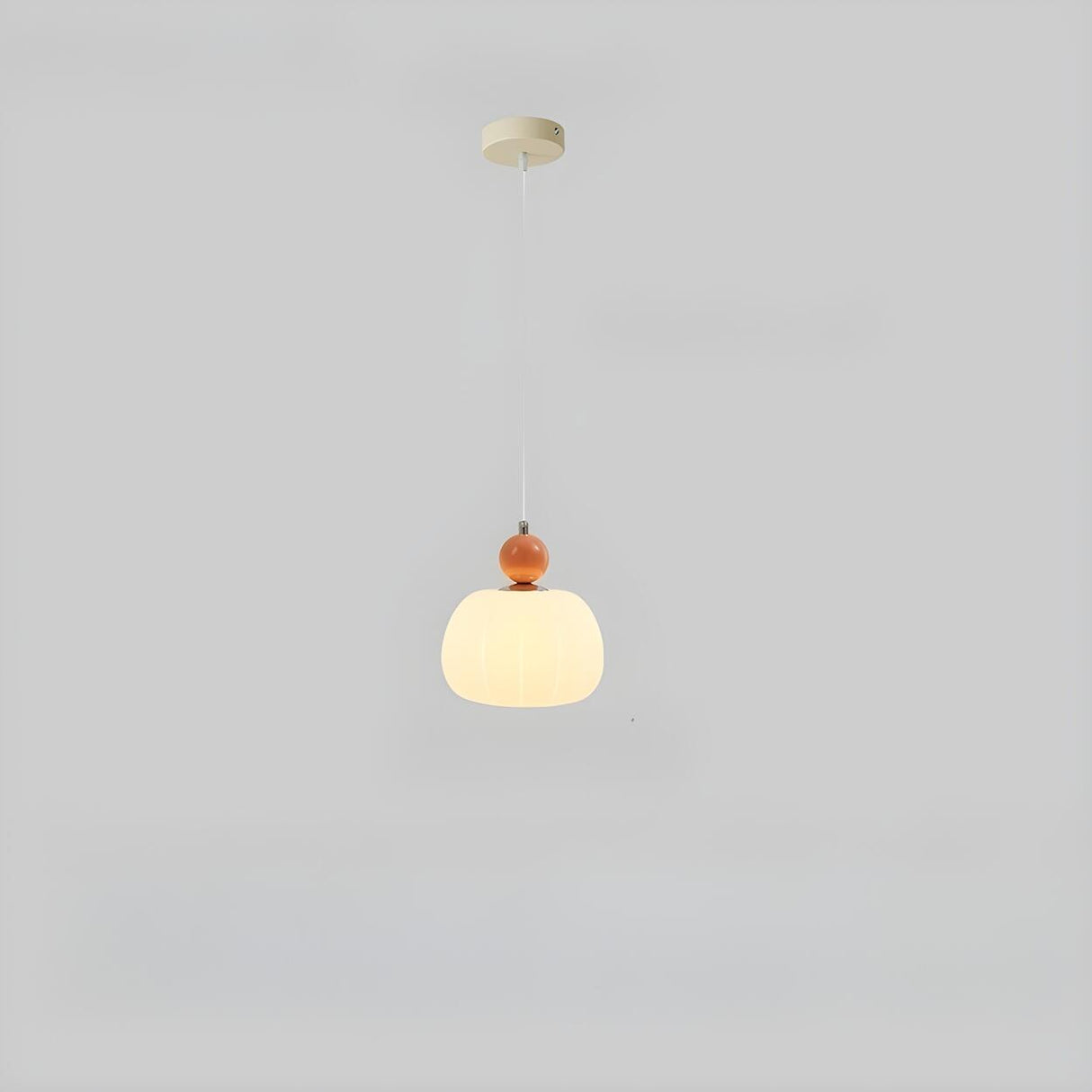 Modern Macaron Orange Cream Globe Bedroom Pendant Light Image - 3