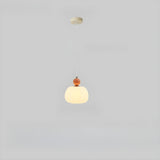 Modern Macaron Orange Cream Globe Bedroom Pendant Light Image - 3