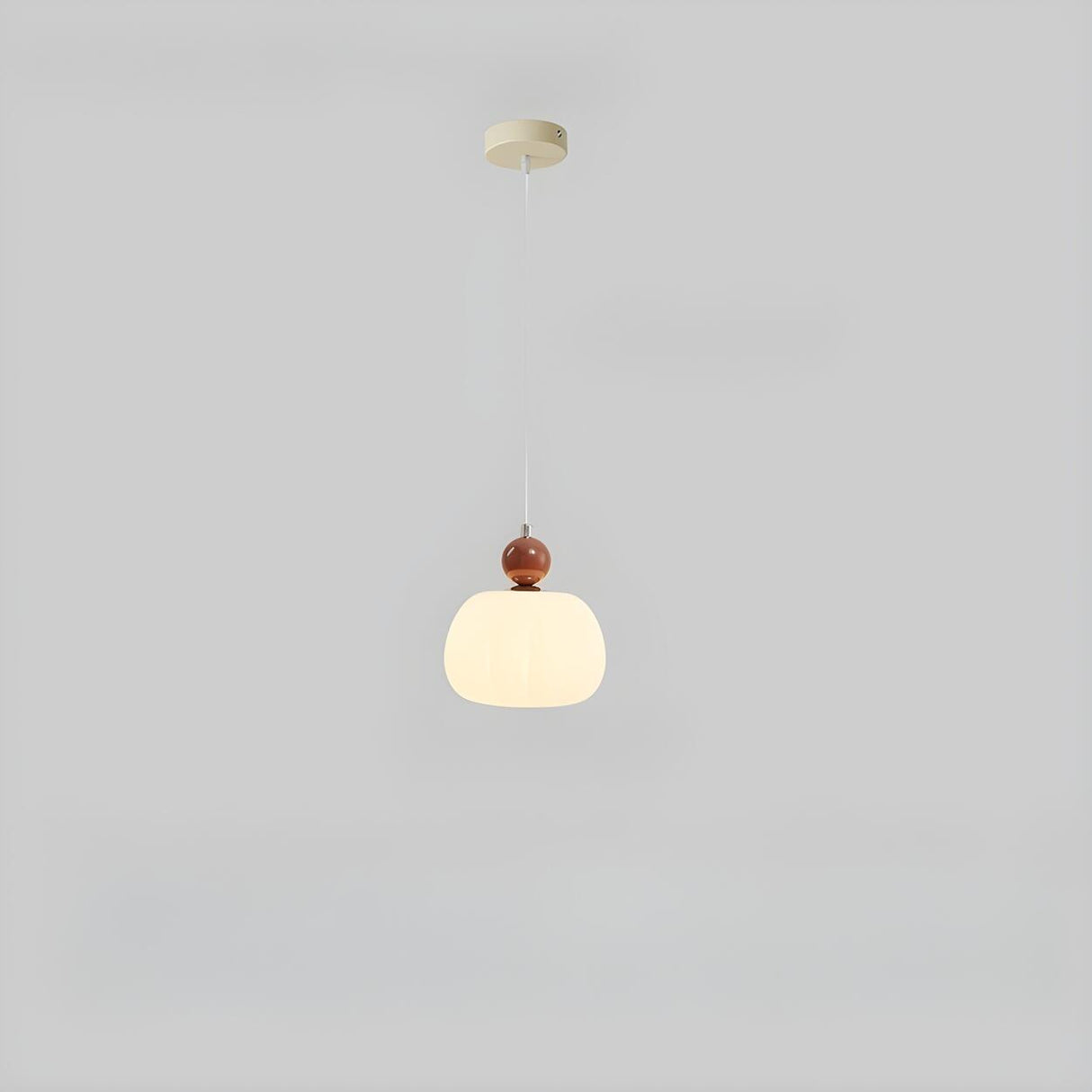 Modern Macaron Orange Cream Globe Bedroom Pendant Light Image - 5