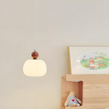 Modern Macaron Orange Cream Globe Bedroom Pendant Light Image - 7