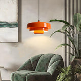 Modern Macaron Orange Layered Geometric Metal Pendant Light Image - 4