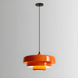 Modern Macaron Orange Layered Geometric Metal Pendant Light Image - 7