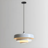 Modern Macaron Orange Layered Geometric Metal Pendant Light Image - 8