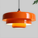 Modern Macaron Orange Layered Geometric Metal Pendant Light Image - 9