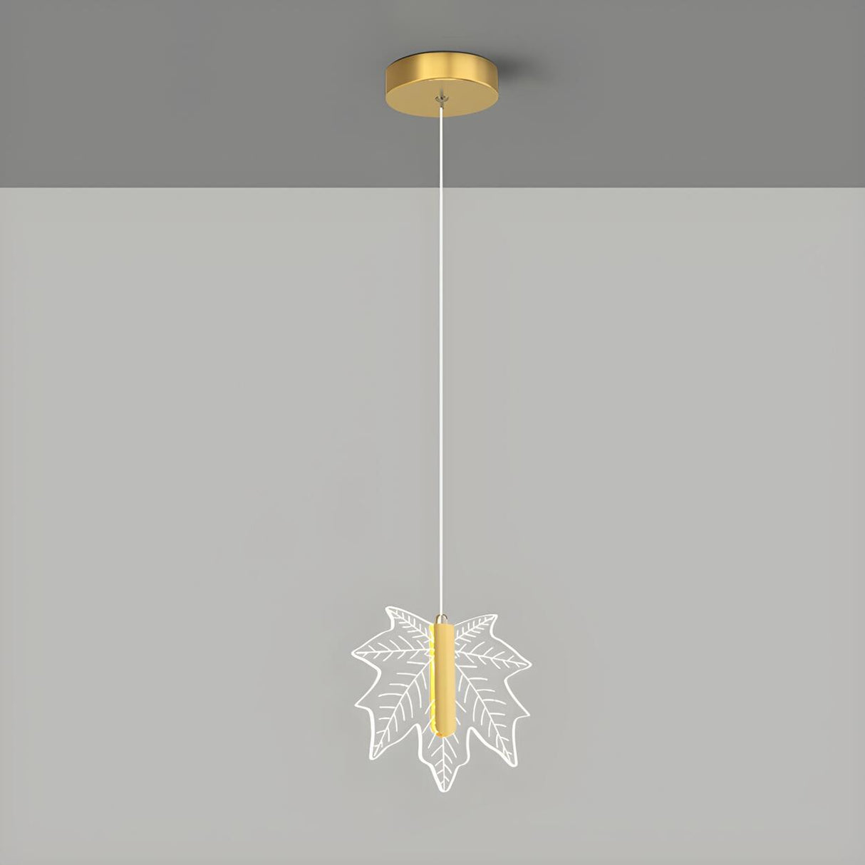 Modern Maple Clear Acrylic Leaf Bedroom Pendant Light Image - 11