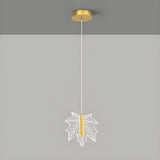 Modern Maple Clear Acrylic Leaf Bedroom Pendant Light Image - 11