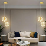 Modern Maple Clear Acrylic Leaf Bedroom Pendant Light Image - 13