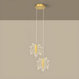 Modern Maple Clear Acrylic Leaf Bedroom Pendant Light Image - 2