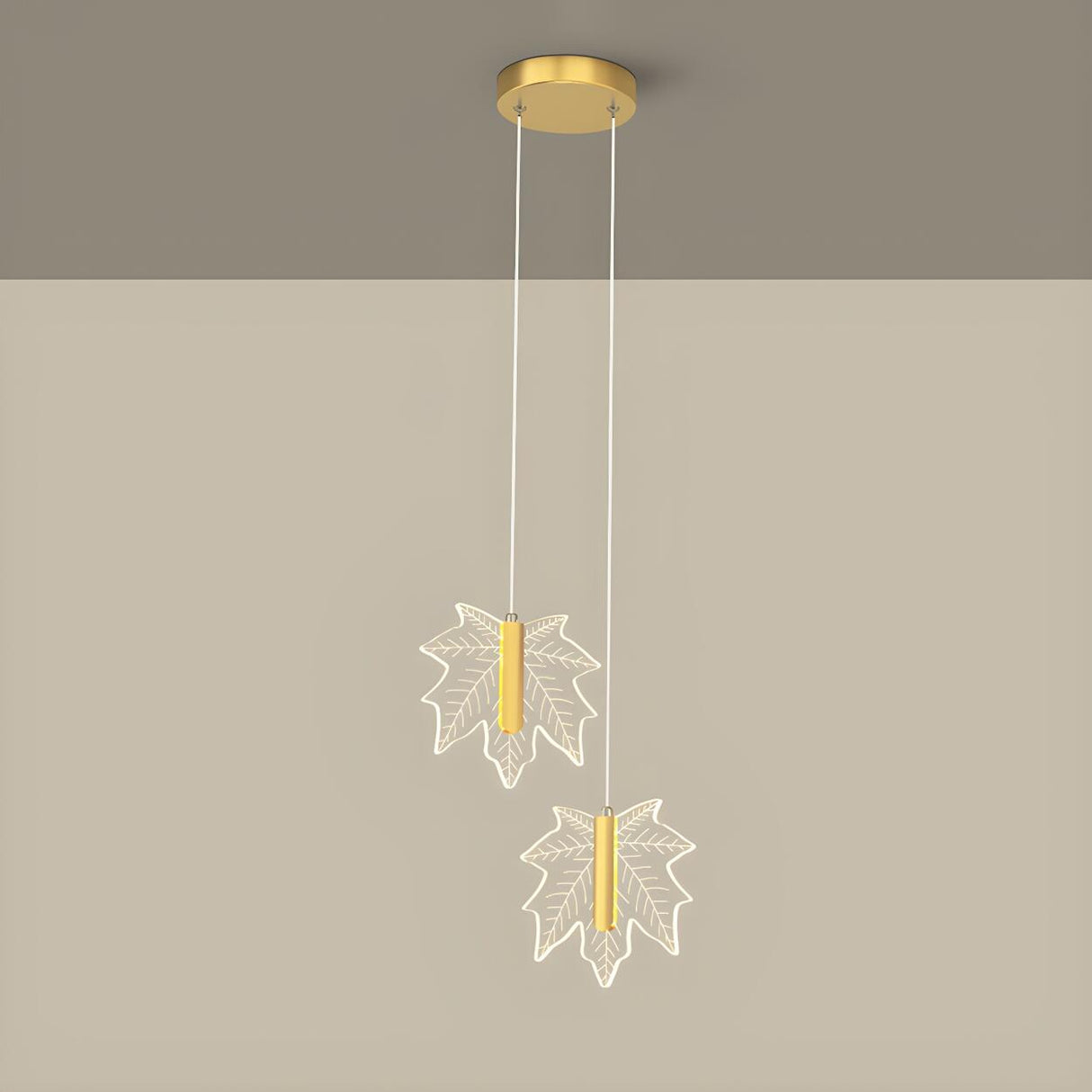 Modern Maple Clear Acrylic Leaf Bedroom Pendant Light Image - 3