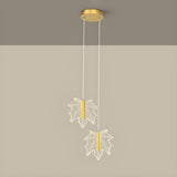 Modern Maple Clear Acrylic Leaf Bedroom Pendant Light Image - 3