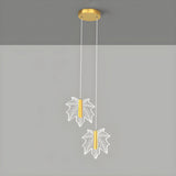 Modern Maple Clear Acrylic Leaf Bedroom Pendant Light Image - 5