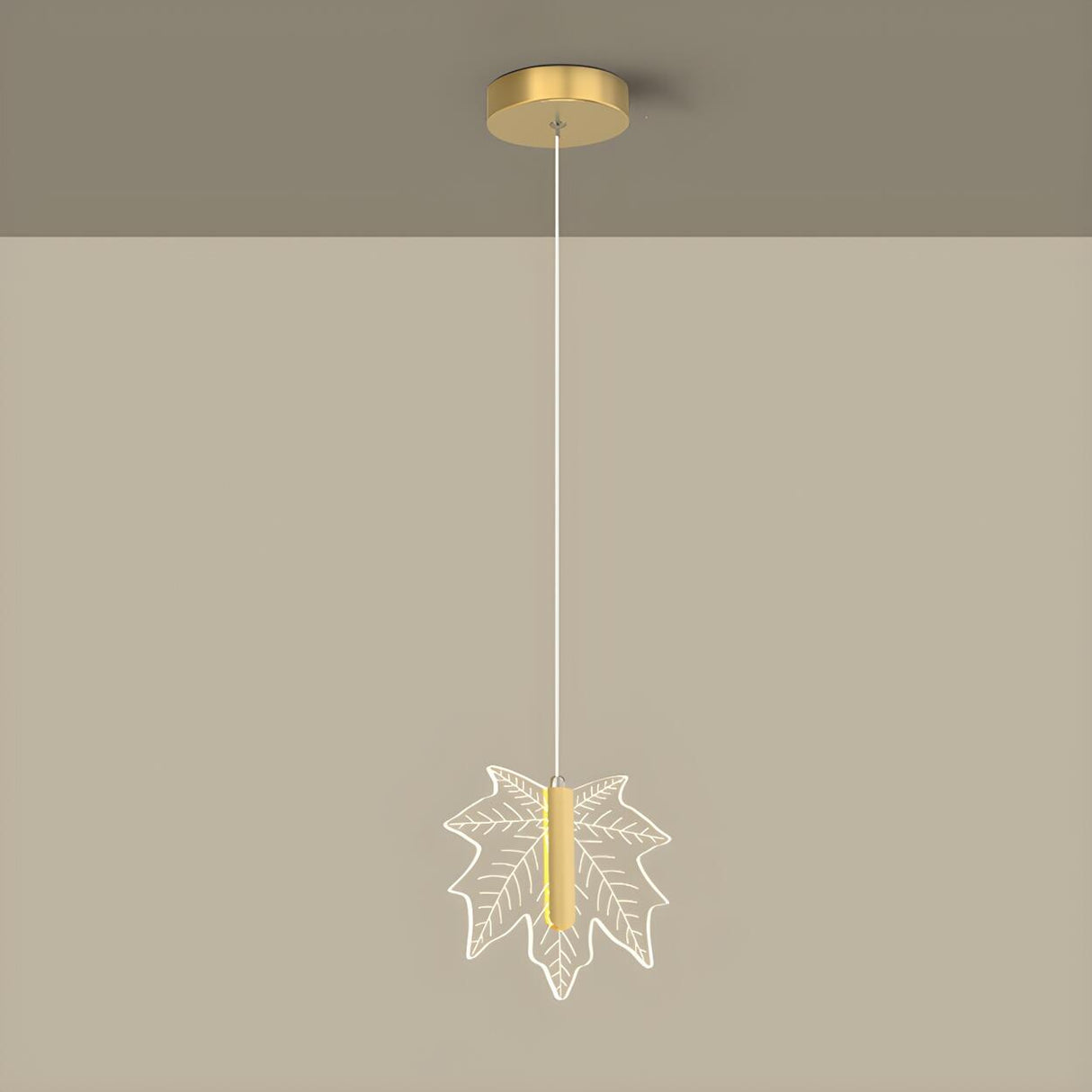 Modern Maple Clear Acrylic Leaf Bedroom Pendant Light Image - 7